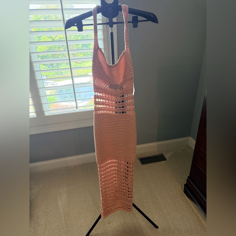 Retrofete Peach Crochet Maxi Swim Cover